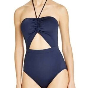 Michael Michael Kors Halter Maillot Navy Blue One Piece Cutout Swimsuit 10